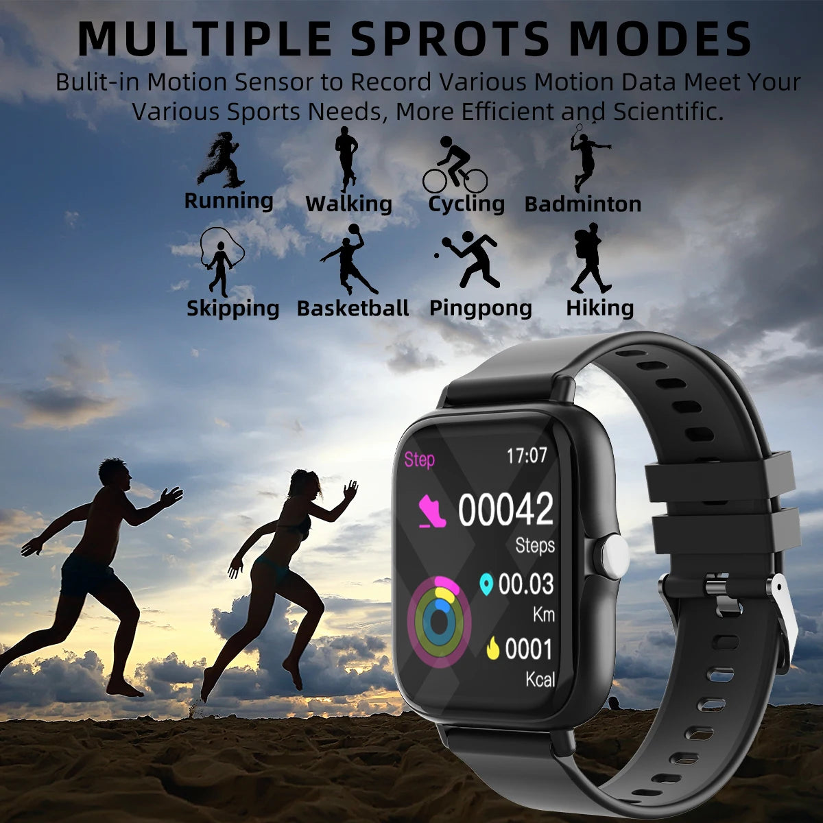 Waterproof Smart Watch with Heart Rate Answer Call Sleep Monitoring Sports Pedometer Information Alerts For iPhone Android