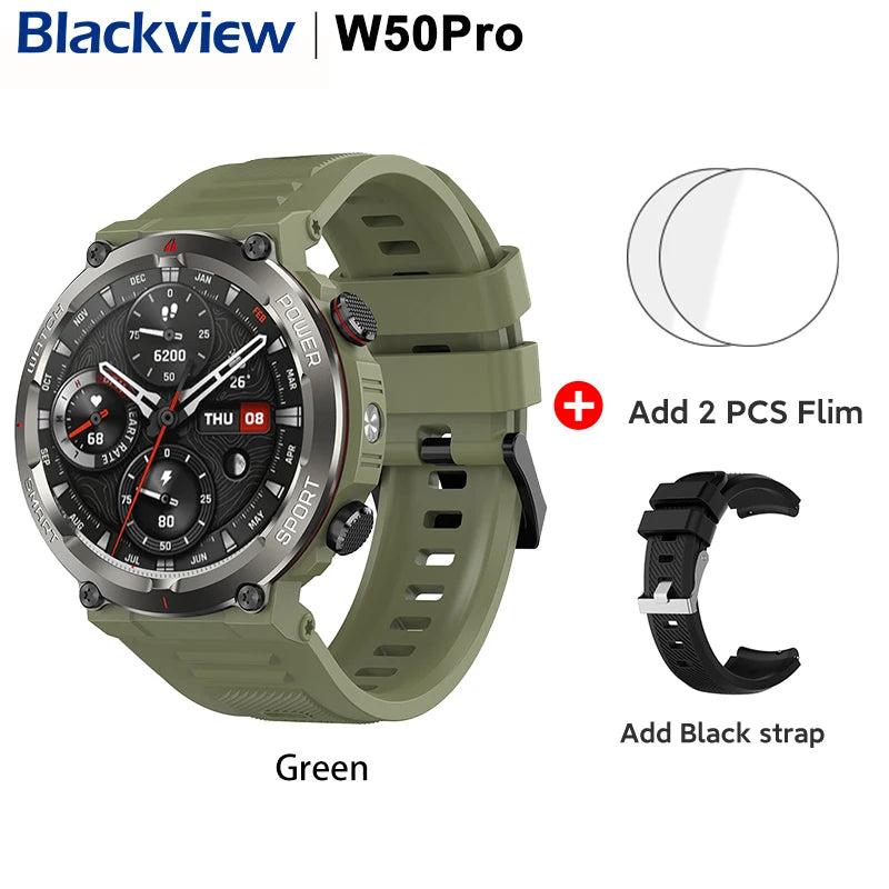 [World Premiere] Blackview W50 Pro Smartwatch 1.45" TFT Display IP68 Bluetooth Phone Calls 960mAh Battery  Rugged Smartwat