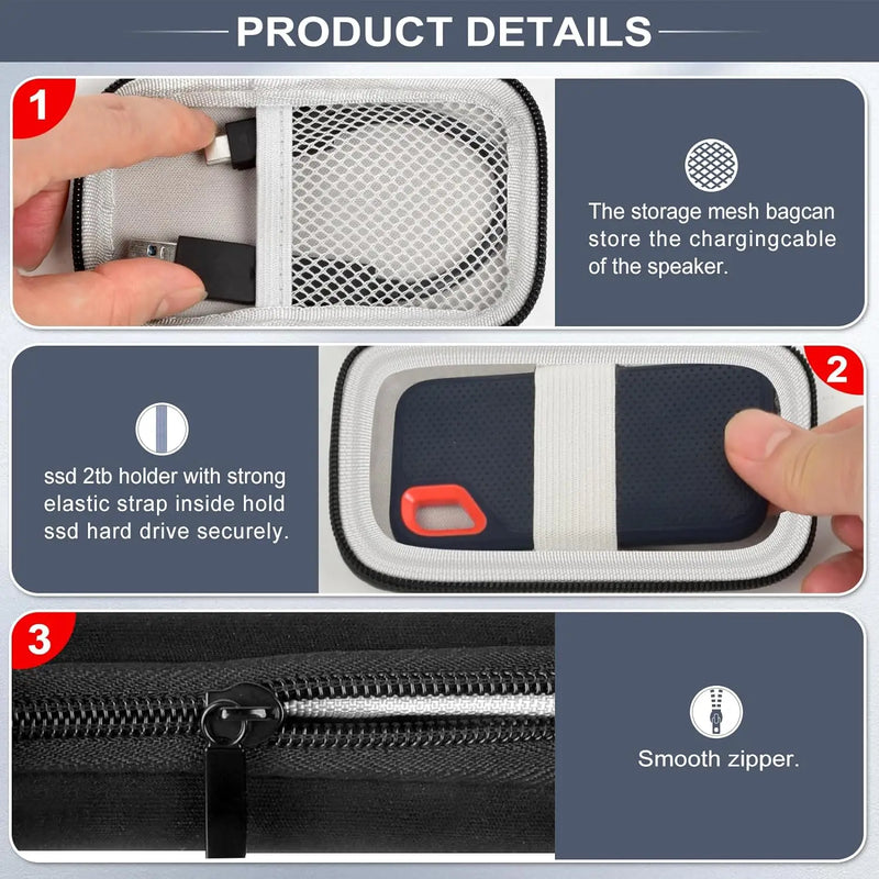 Case Compatible with SanDisk 1TB 2TB 500GB/for SanDisk PRO Extreme Portable SSD, External Solid State Hard Drive Storage Holder