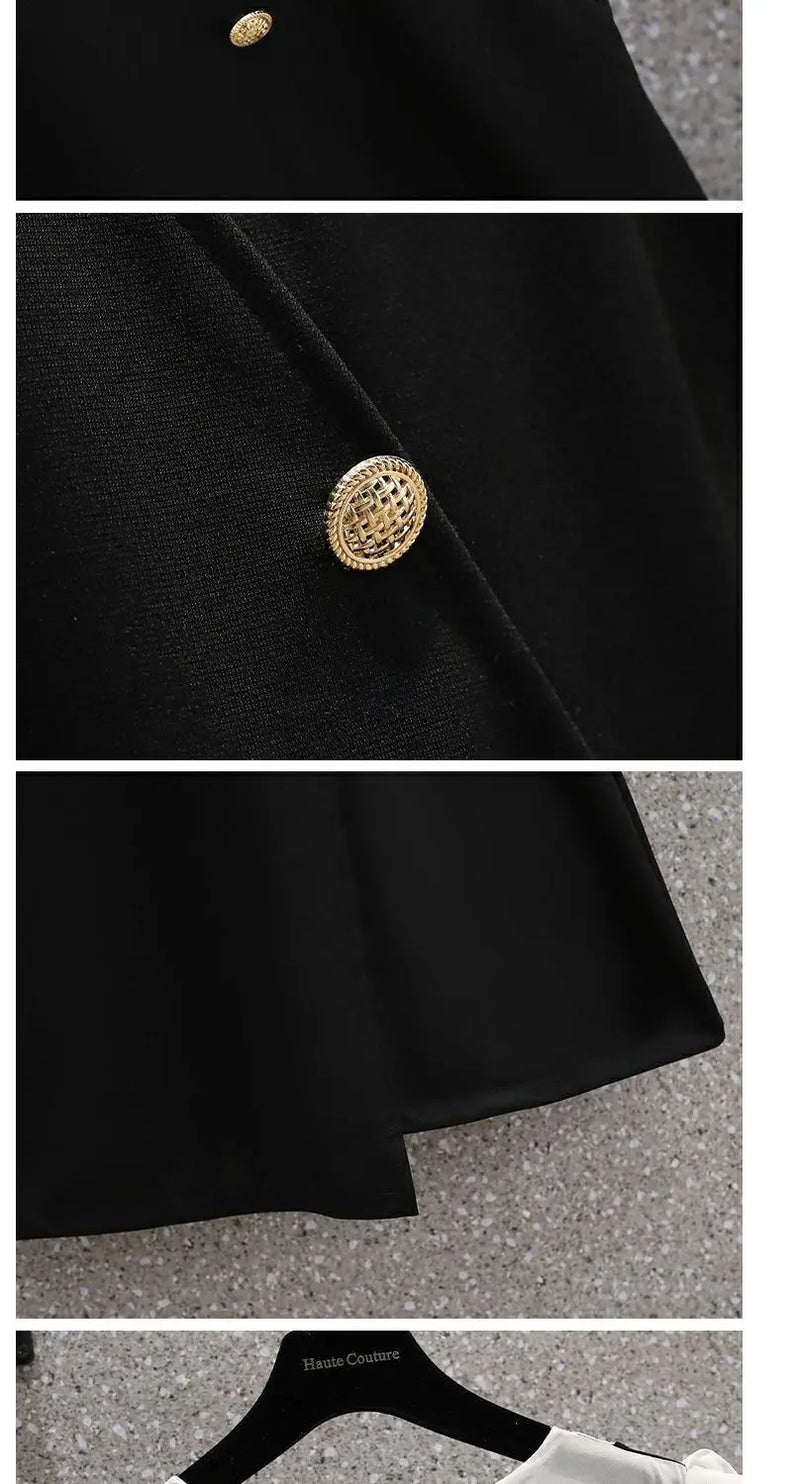 Korean Elegant Summer Dress 2025 New All-match Midi Skirt Women's Fashion Chic Irregular Slim T-Shirt Fake Two Piece Dresses
