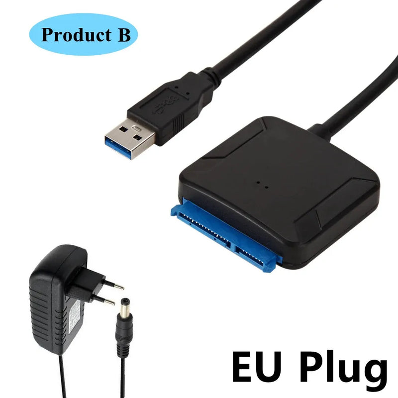 Grwibeou USB 3.0 To SATA Cable Sata III To USB Adapter Converter Cables Support 2.5/3.5 Inch External SSD HDD Adapter Hard Drive