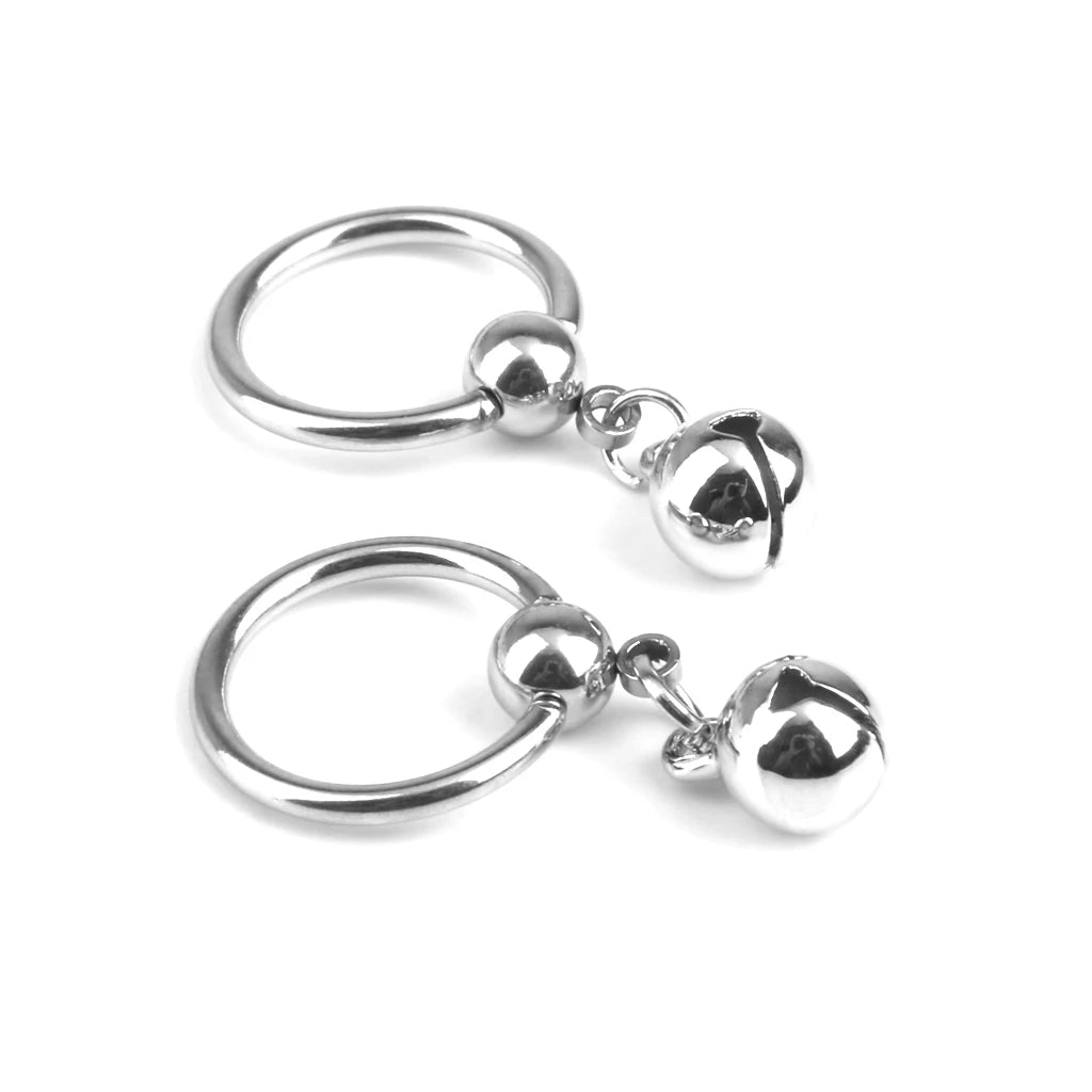 1 Pair 14G Stainless Steel Pendant Nipple Ring Body Piercing Bell Charm Novelty Design with Bell Charm Nipple Rings