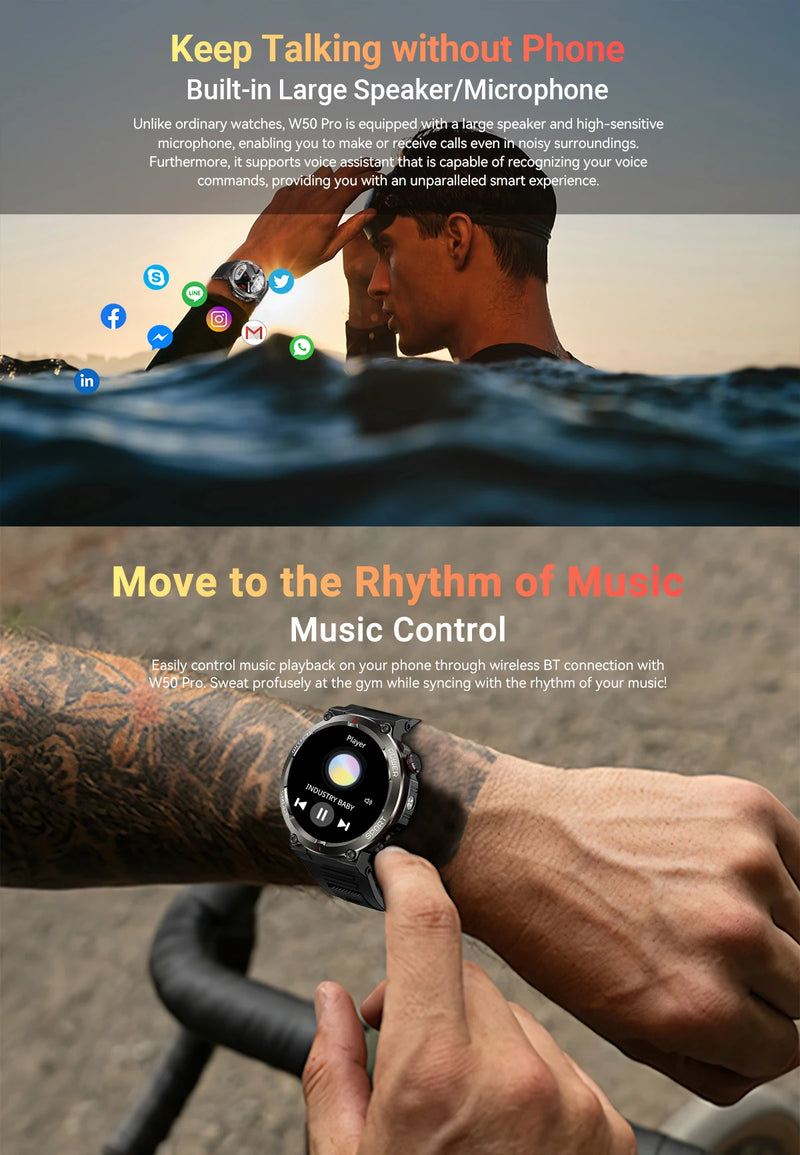 [World Premiere] Blackview W50 Pro Smartwatch 1.45" Display IP68 Bluetooth PhoneCall Flashlight 960mAh Battery Rugged Smartwat