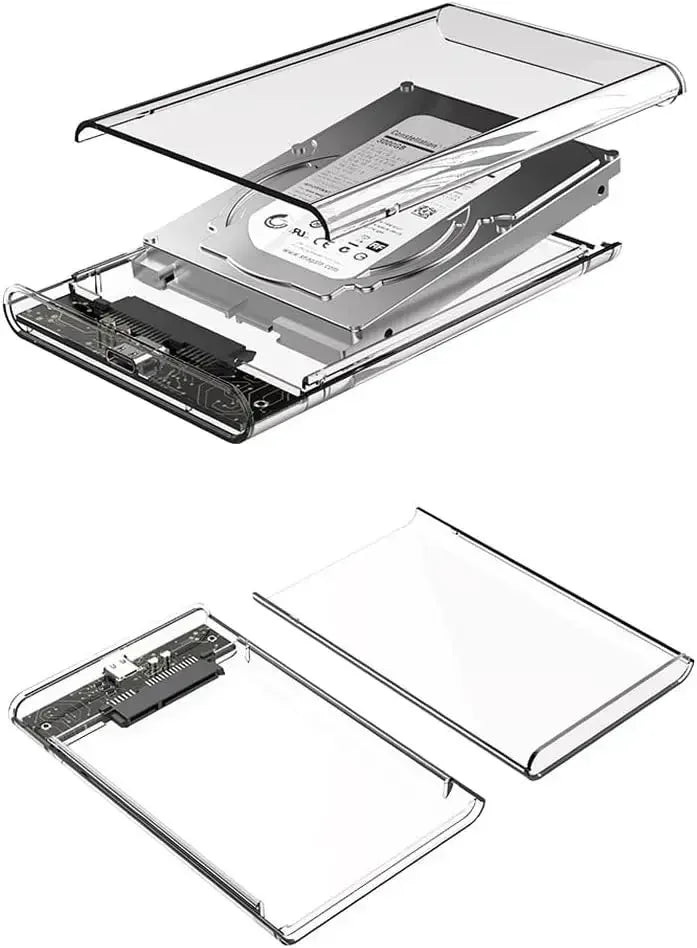 2.5 Inch SATA SSD External Hard Drive Case USB 3.0/Type C HDD Enclosure with 5Gbps Transfer Speed Clear Harddisk Boxs Hdd Case