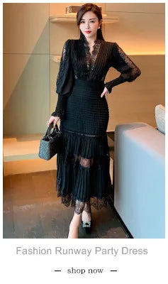 Vintage Flower Embroidery Hollow Out Lace White Dress Women's Stand Collar Long Lantern Sleeve Pearls Buttons Party Vestidos