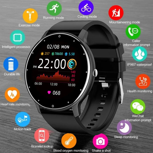 ZL02D Men Smart Watch Full Touch Screen Sport Fitness Tracker IP68 Waterproof Bluetooth Smartwatch for Men Women Smartphone 2023