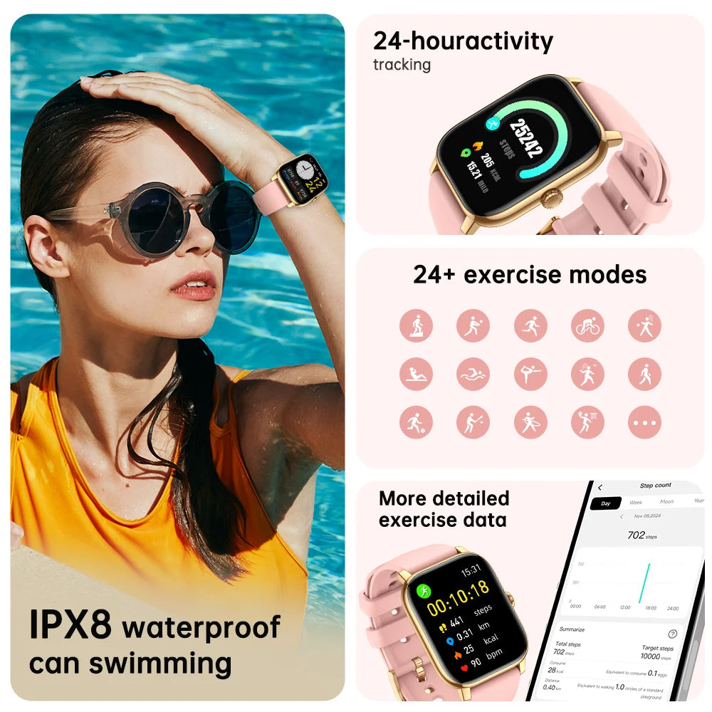 IUTECH P75 Smart Watch 2024 Men Women and Ladies Bluetooth Call Watches Fitness Health Pedometer Smartwatch for Android IOS