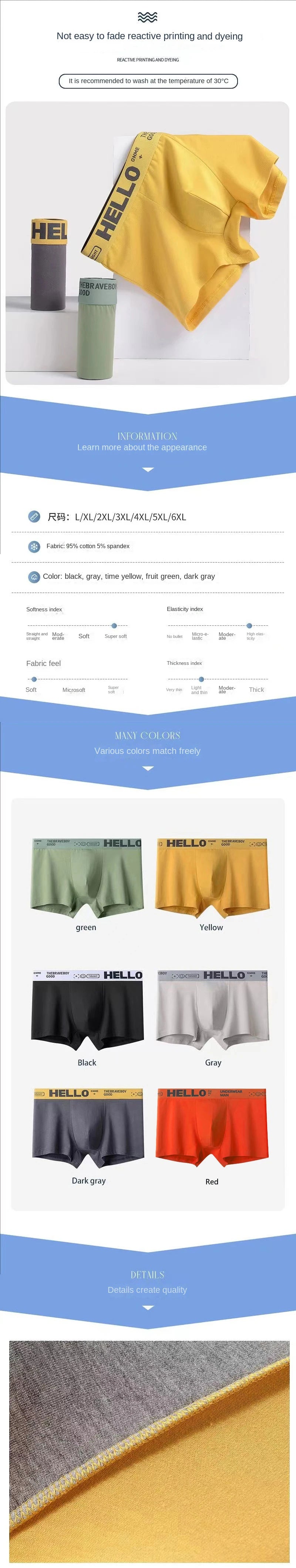 1Pcs Men's Boxer Shorts Cotton Underwear Sexy Panties Boxers Man Underpant Comfortable and Fit U Convex Lingerie Plus Size L-6XL