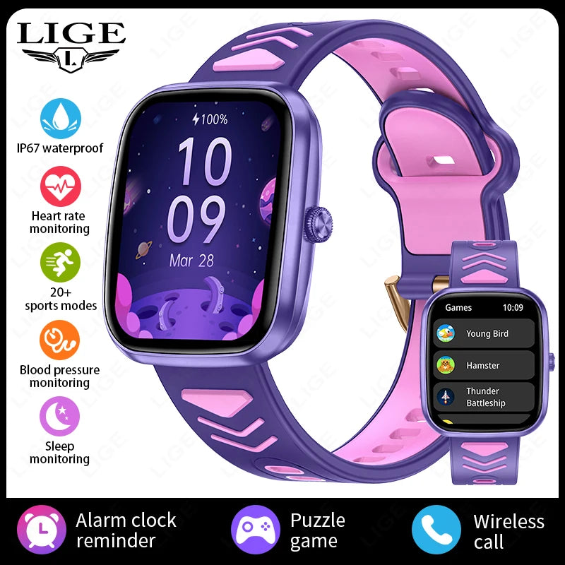 LIGE Kids Smartwatch Teenage Pedometer Sports Children Smartwatch Boys Girls Present Wireless Calling Student Gift Touch Watch