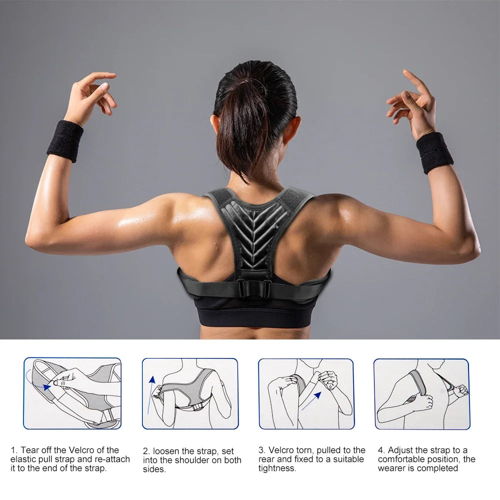 Adjustable Posture Corrector Back Support Women Men Hunchback Correction Back Straightener Work Pain Relief Upper Back Brace