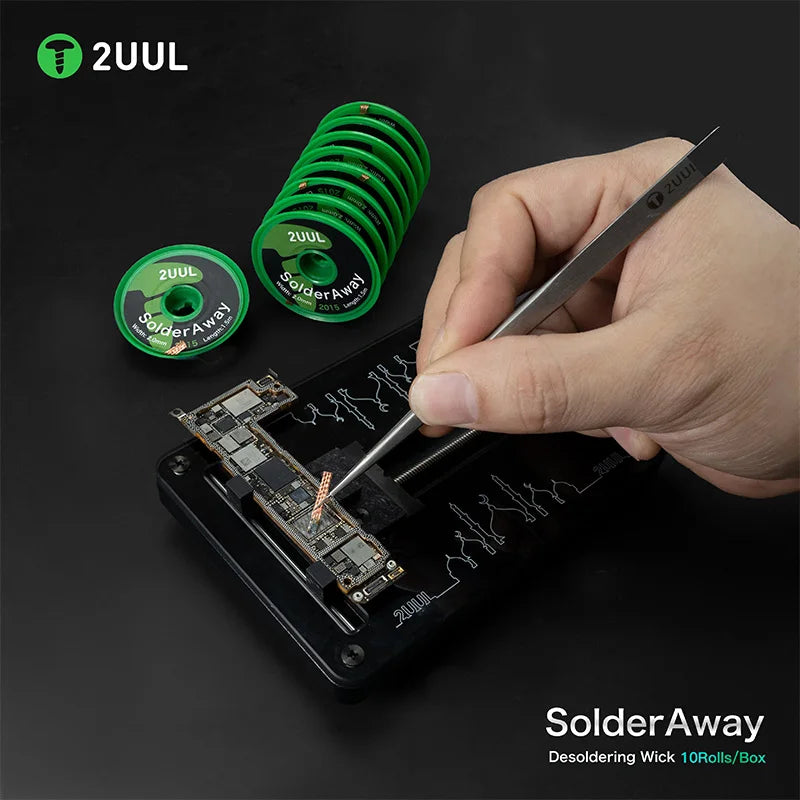 10Rolls/Box Desoldering Wick for Mobile Phone 2UUL DW11 Solder Away PCB Repair Soldering Rosin Cleaning Welding Flux Wire