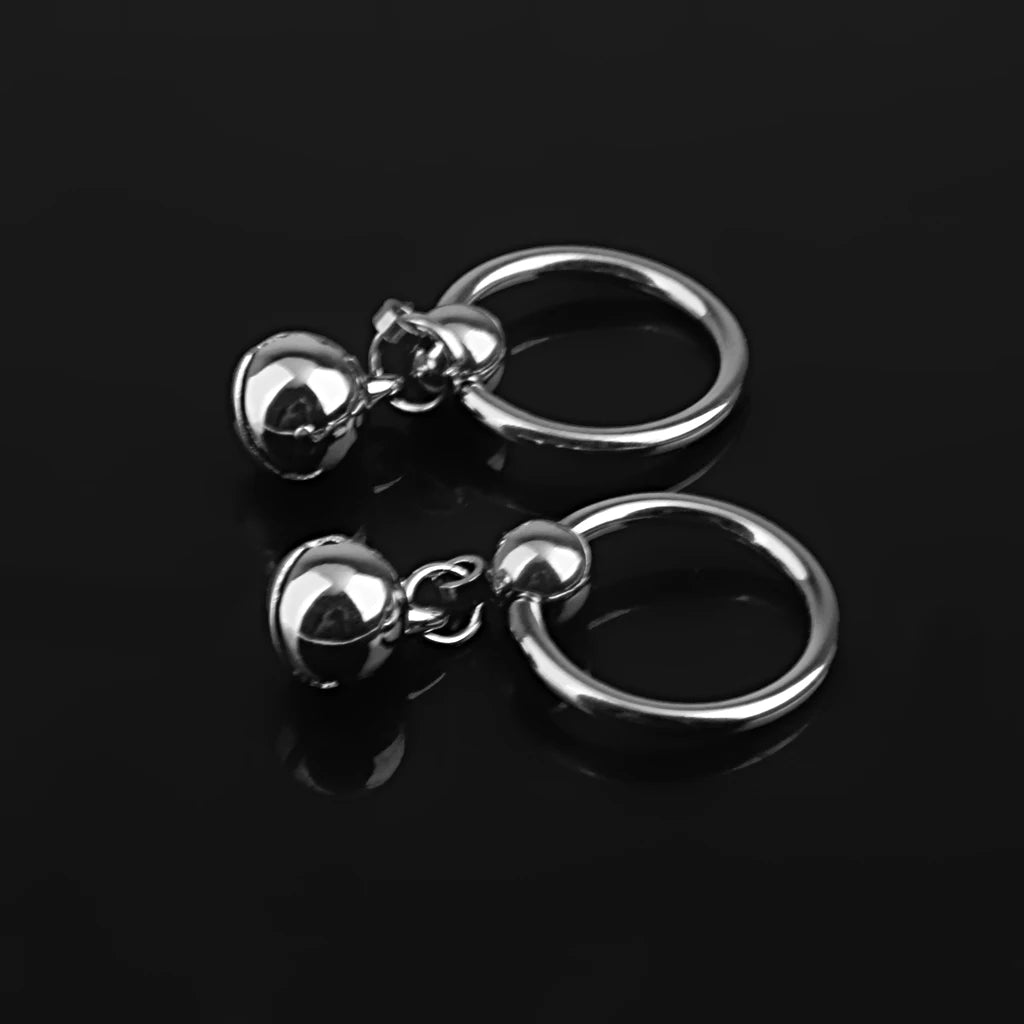 1 Pair 14G Stainless Steel Pendant Nipple Ring Body Piercing Bell Charm Novelty Design with Bell Charm Nipple Rings