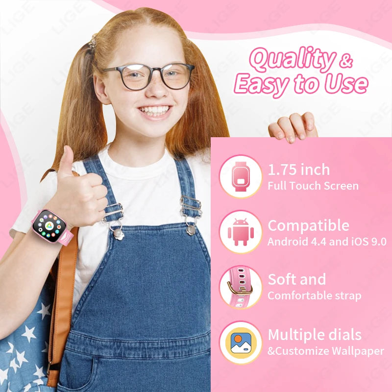 LIGE Multifunction Kids Watches For Xiaomi Call Kids Smart Watch Children Waterproof Smartwatch Alarm Clock Child Watch Gift