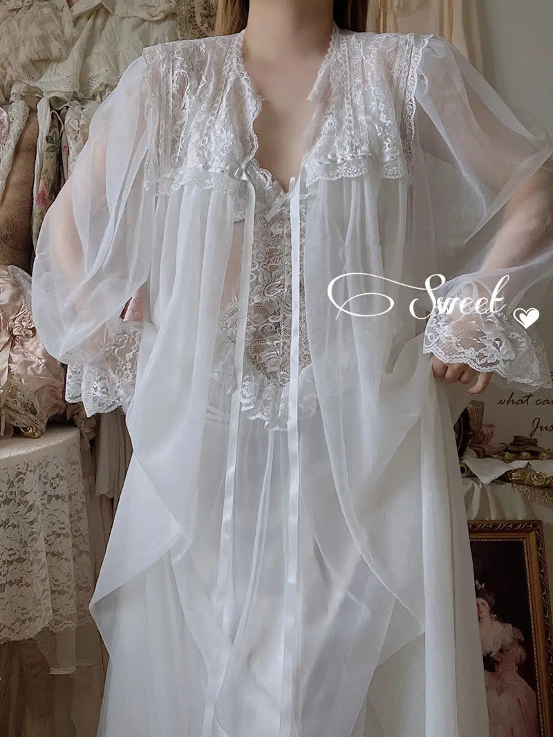2022 Autumn White Fairy Vintage Sweet Dress Women Mesh Lace Sexy Casual Korean Dress Female Patchwork Designer Princess Dresses
