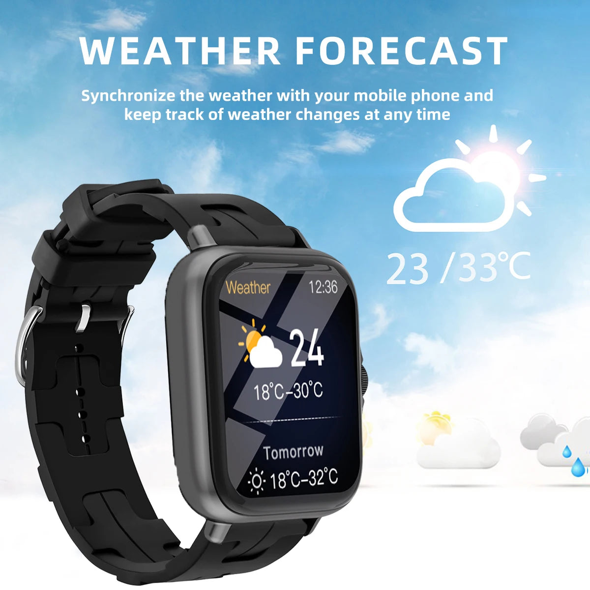 Men Women Smart Watch 1.83'' Waterproof  Fitness Sports Watch Answer Call Sleep Sport Pedometer Information Alerts Smartwatch