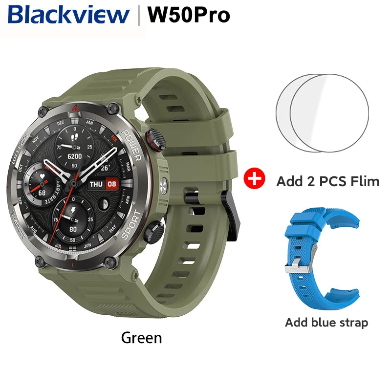 [World Premiere] Blackview W50 Pro Smartwatch 1.45" Display IP68 Bluetooth PhoneCall Flashlight 960mAh Battery Rugged Smartwat