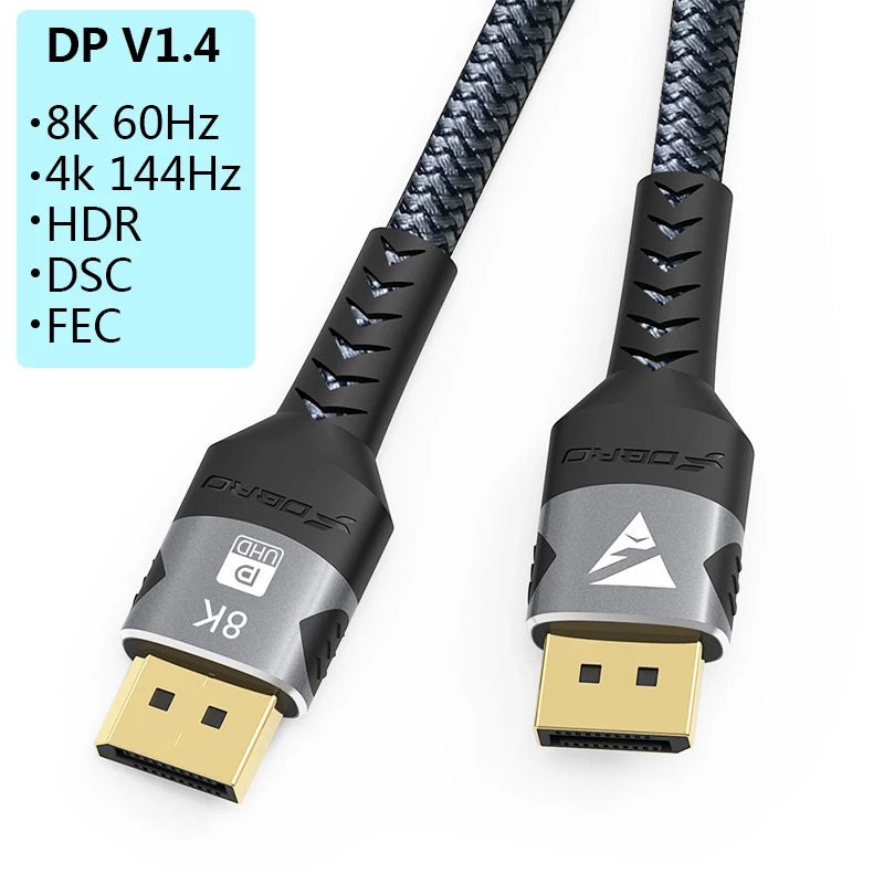 Displayport 1.4 Cable 8K 60Hz 4K 144Hz 2K 165Hz Audio Video PC Game DP Cable Display Port For TV Laptop Monitor