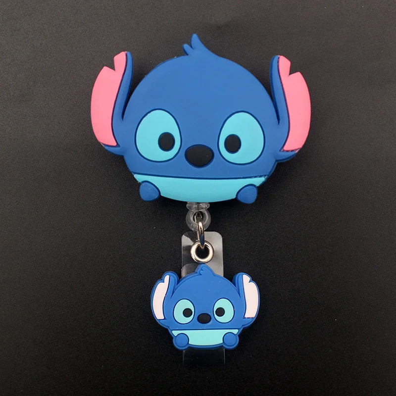 Cartoon Big Stitch Bear Retractable Badge Reel Nurse Doctor Card Holder Office Hospital Name Card Supplies