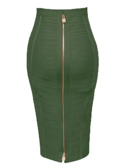 16 Colors Women Sexy Zipper Black Red Pink Bandage Skirt  XL XXL Elastic Bodycon Summer Pencil Skirt 58cm