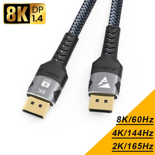 Displayport 1.4 Cable 8K 60Hz 4K 144Hz 2K 165Hz Audio Video PC Game DP Cable Display Port For TV Laptop Monitor