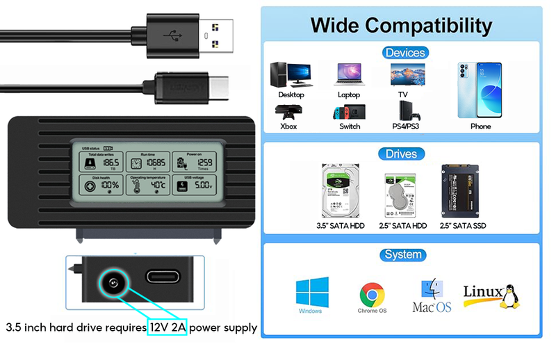 USB to SATA Adapter Converter Cable USB 3.2 3.0 to SATA Converter for 2.5 Inch SSD HDD Hard Drive External adaptador Accessories
